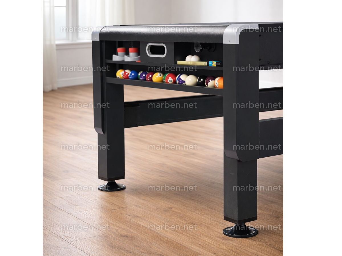 Mesa 3 en 1 SW Giratoria Air-Hockey, Billar, Ping-Pong,  (Negra, paño azul)